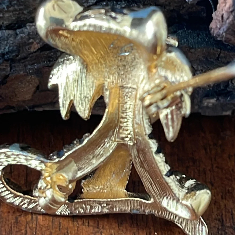 Vintage Jomaz Gold Tone Tiger Brooch Pin - Picture 9 of 16